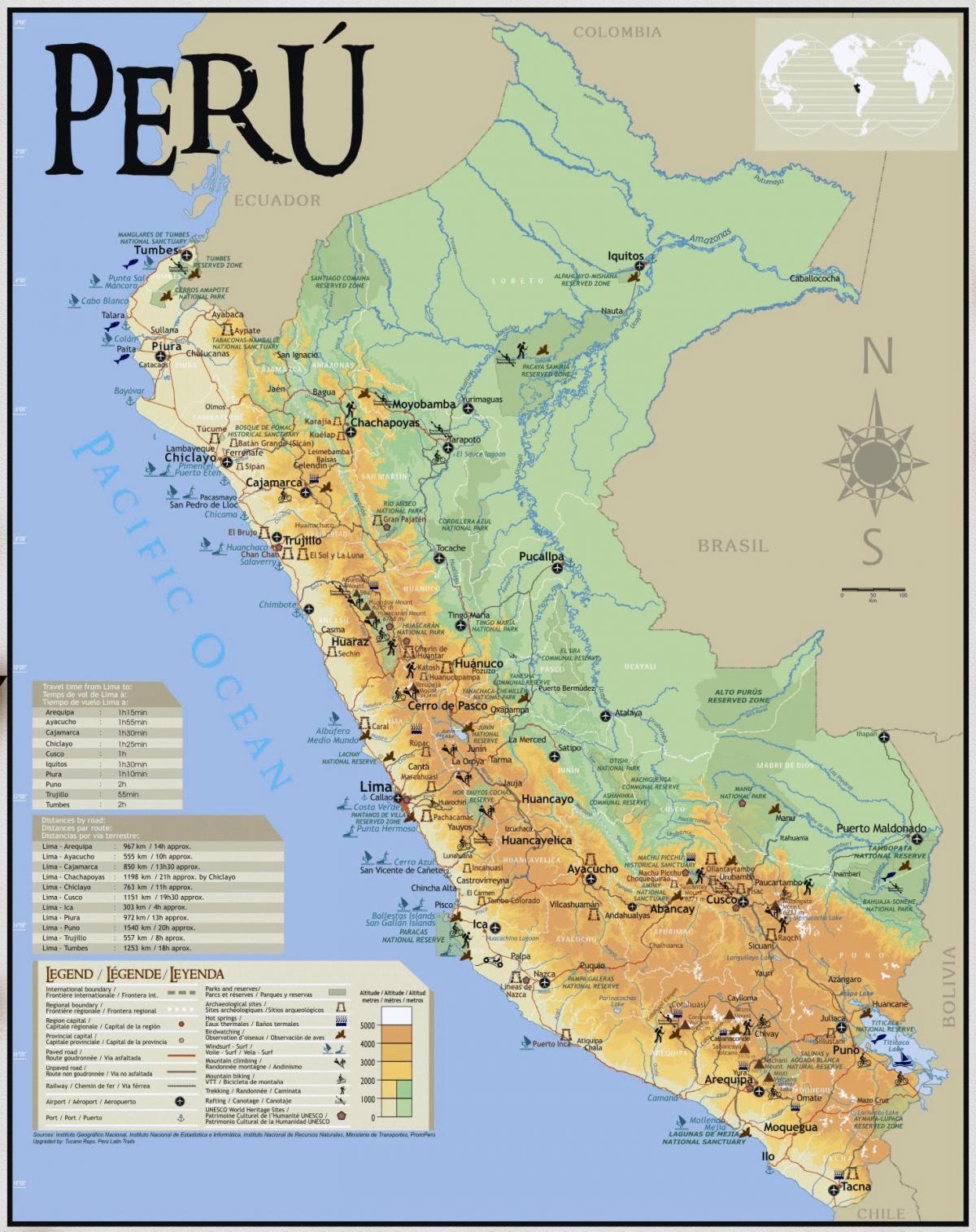 Перу достопримечательности на карте