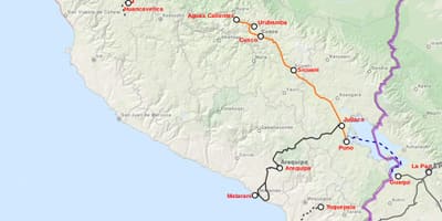 Перу поезде на карте